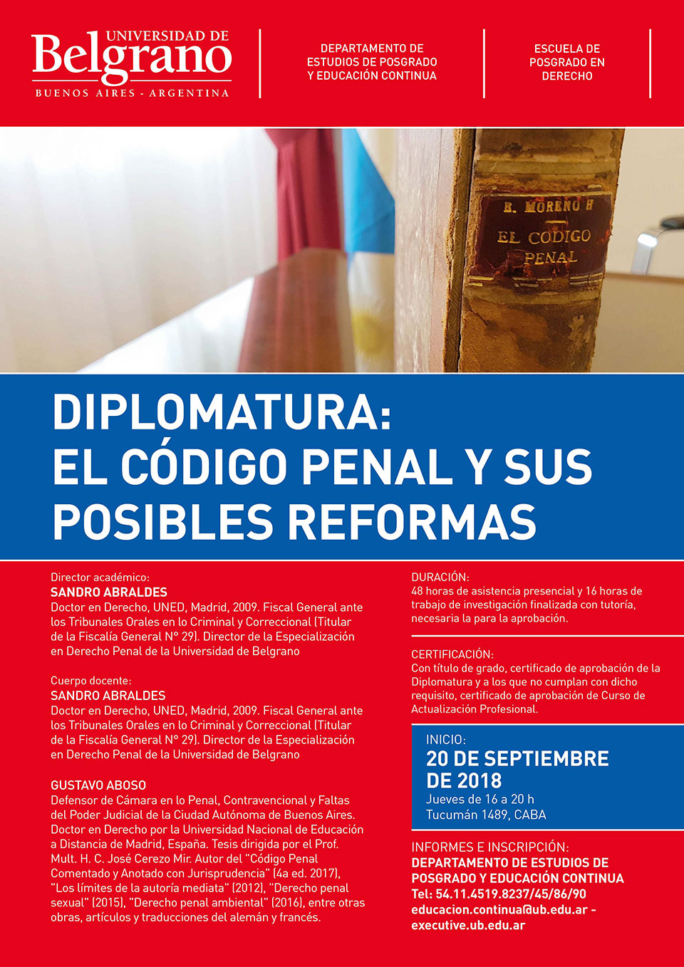 Universidad de Belgrano | Posgrado en Derecho | Diplomatura: El Código Penal y sus Posibles Reformas