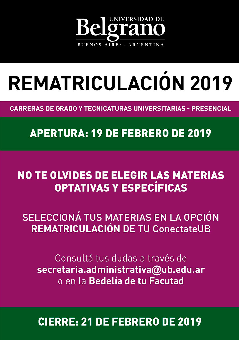 REMATRICULACIÓN 2019 | Carreras de Grado y Tecnicaturas Universitarias - Presencial