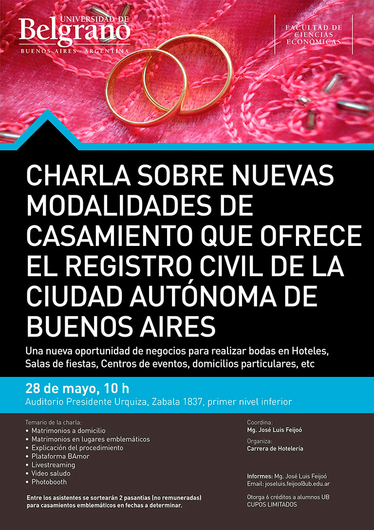 Charla sobre Nuevas Modalidades de Casamiento que ofrece el Registro Civil de la Ciudad Autónoma de Buenos Aires
