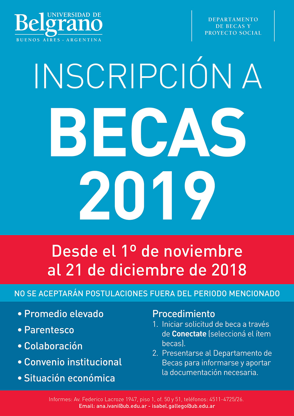 Universidad de Belgrano | Inscripción a Becas 2019