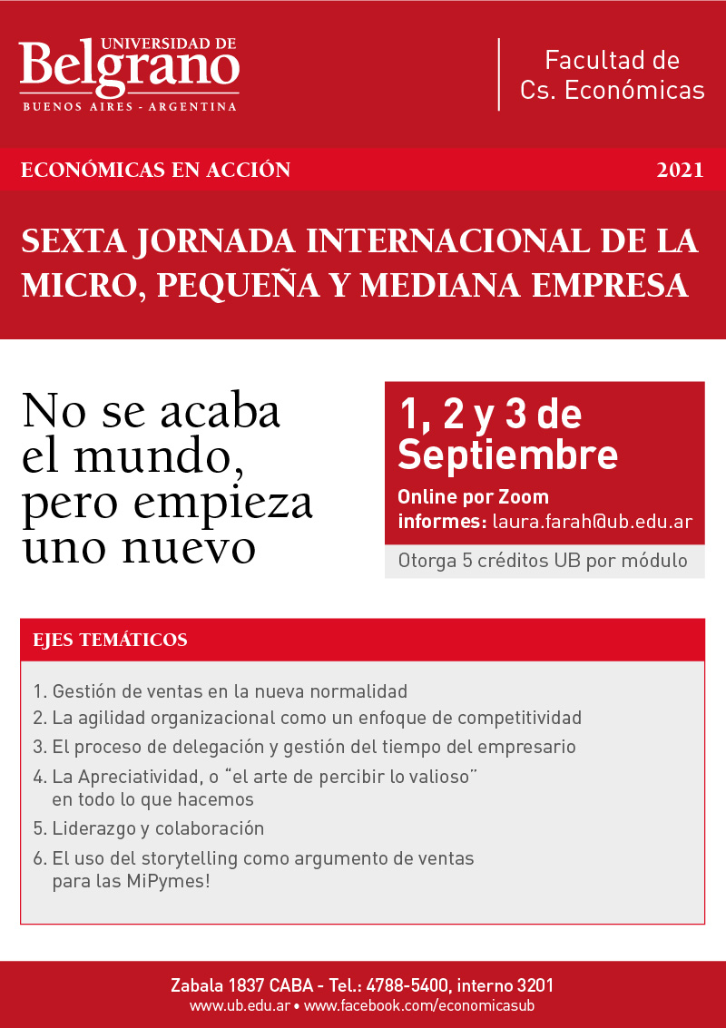 VI Jornada Nacional de la Micro, Pequeña y Mediana Empresa de la Universidad de Belgrano
