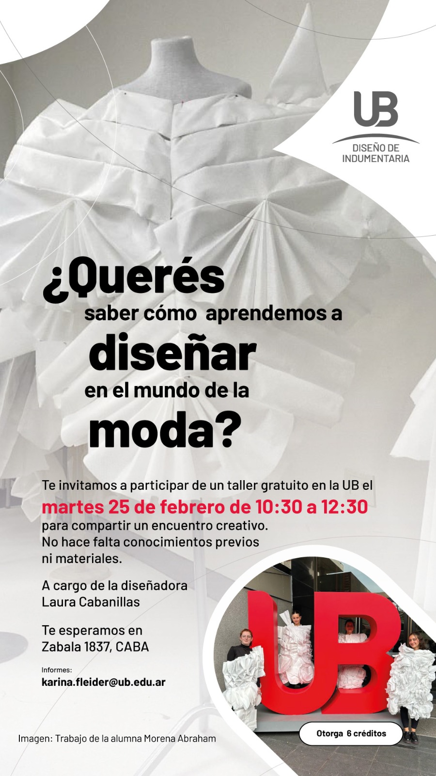 Taller gratuito de indumentaria UB